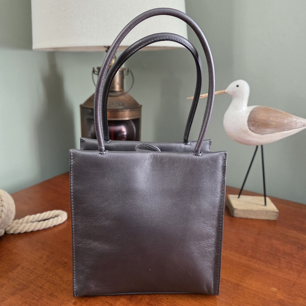 Coach 6108 Pearlized Mini Tote Gray Metallic Leather Bag Vintage - Picture 3 of 16